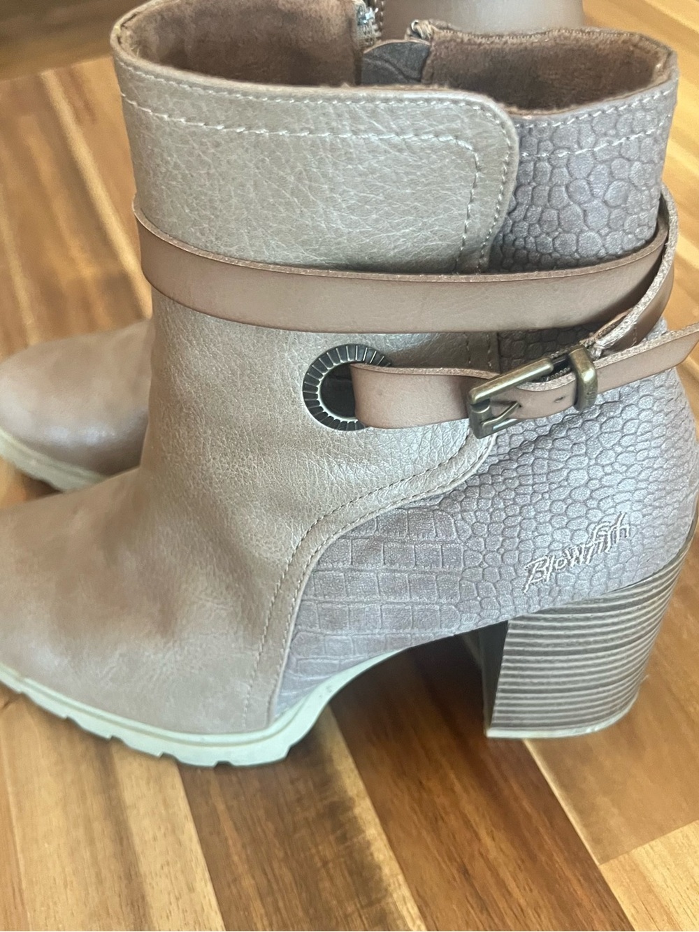 Blowfish Chunky Heel Ankle Boots in Taupe - Picture 2 of 11
